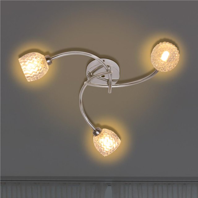 Bewildely Lámpara de techo LED Lámpara de techo de cristal de 3 bombillas Bombilla G9 cromada de vidrio metálico Iluminación y accesorios Blanco cálido Bewildely HA025334-02