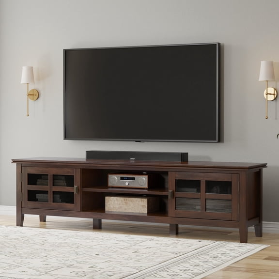 Simpli Home Simpli Home Artisan 72 inch Wide Solid Wood Low TV Stand in Russet Brown For TVs up to 80 inches