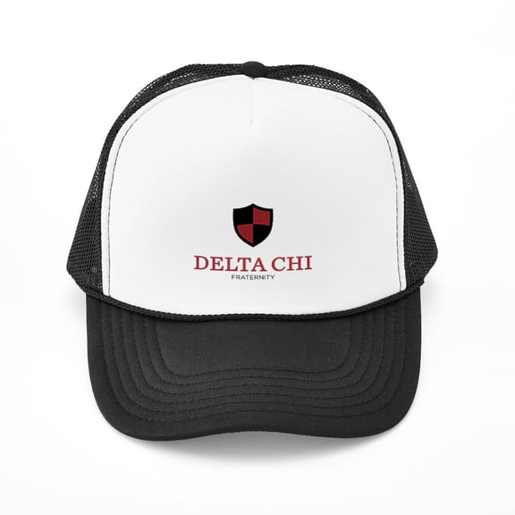 CafePress - Delta Chi Vertical Black And Red Logo - Adjustable Unisex Printed Trucker Hat with Mesh Back