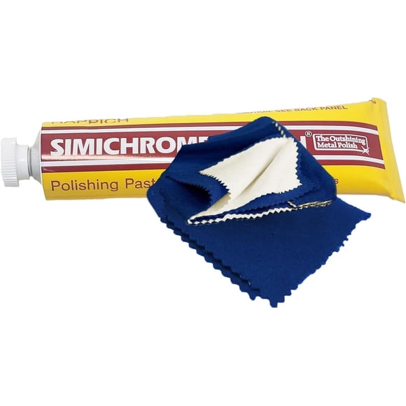 Rosenthal Collection Simichrome Polish - Metal Polish Compound for Chrome, Aluminum, Pewter & Jewelry Restoration - 50g Tube + Polishing Cloth