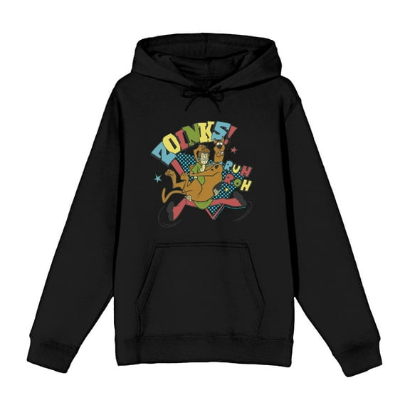 Scooby-Doo Zoinks Ruh Roh Adult Black Long Sleeve Hoodie-Medium