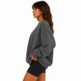 thumbnail image 6 of UDAUDU Womens Oversized Sweatshirts Crewneck Long Sleeve Fleece Pullover Tops Fall Y2k Sweater Cute Hoodies Dark Gray L, 6 of 7