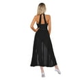 thumbnail image 3 of IEFIEL Womens Sleeveless Lyrical Dance Dress Illusion Deep V-neck Mesh Split Maxi Dress Flowy Modern Dance Leotard Black L, 3 of 7