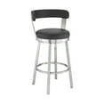 thumbnail image 2 of Armen Living Kobe 26" Faux Leather & Metal Swivel Counter Stool in Black/Steel, 2 of 10