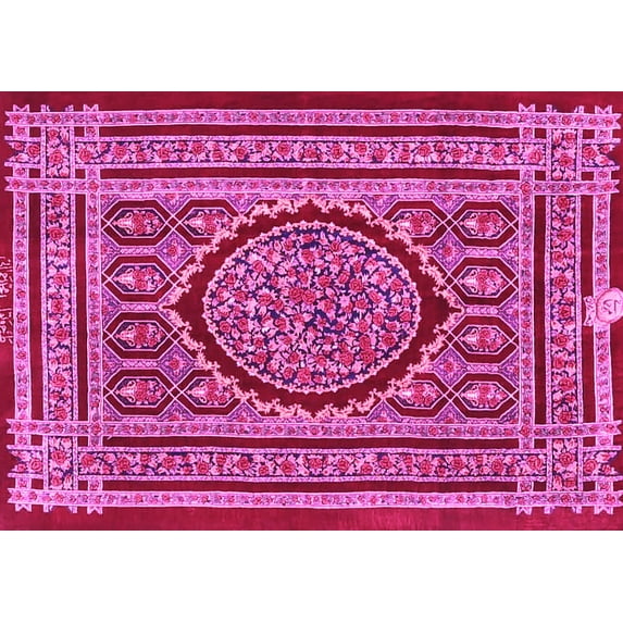 Ahgly Company Indoor Rectangle Medallion Pink Traditional Area Rugs, 6' x 9'