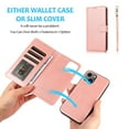 thumbnail image 2 of ELEHOLD 2 in 1 Wallet Case for iPhone 11, Credit Card Holder Detachable Hybrid Protective Slim Hard Shell Magnetic PU Leather Folio Pocket Flip Cover for iPhone 11,Pink, 2 of 6