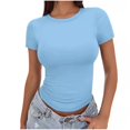 thumbnail image 2 of Womens Basic T Shirts Summer Tops 2025 Crop Short Sleeve Slim Fit Tee Cute Gym Workout Clothes, 2 of 6