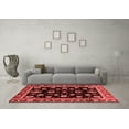 thumbnail image 3 of Ahgly Company Machine Washable Indoor Round Oriental Red Traditional Area Rugs, 5' Round, 3 of 4