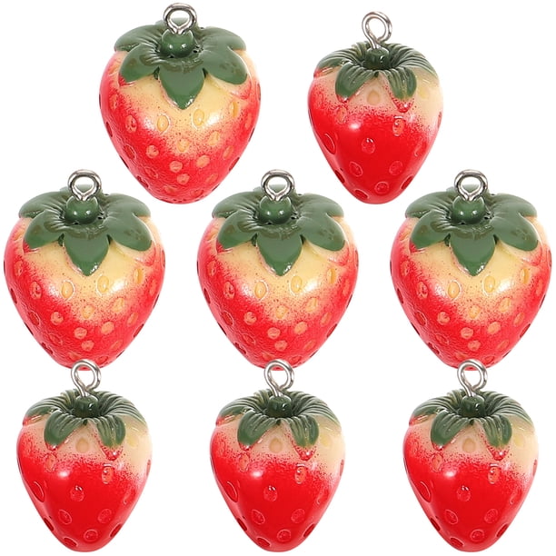 8pcs Forma de fresa Pendientes Pendientes Charms Bolsa Colgantes colgantes (color surtido)