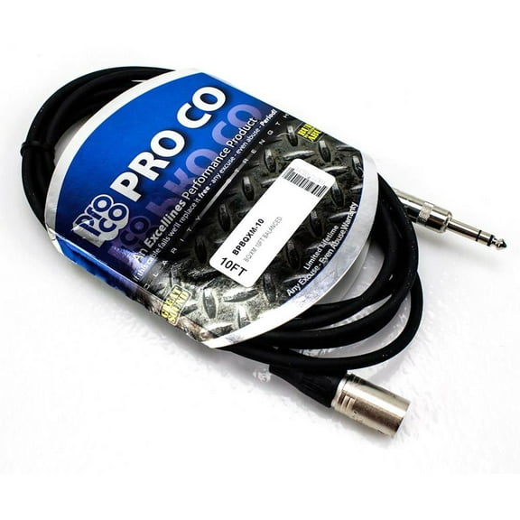 Pro Co Excellines BPBQXM-10 XLR Male to 1/4" TRS Balanced Cable, 10-Foot