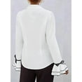 thumbnail image 4 of 2025 Spring and Autumn Women'S Solid Color Casual Ruffled Trumpet Sleeve Shirt Tops White XXL, 4 of 5