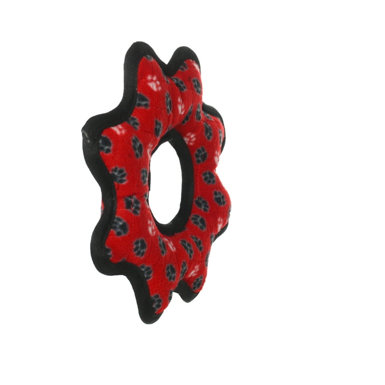 Tuffy Ultimate Gear Ring Red Paw Durable Squeaky Dog Toy