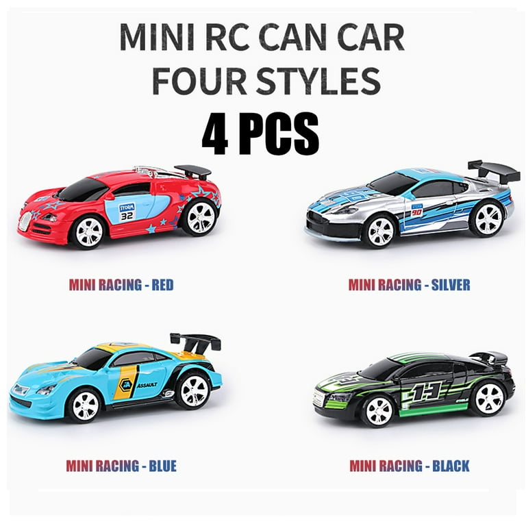 4PACK 1:58 MINI Remote Control RC Car Racing Vehicle Battery PVC Can Pack  Drift Machine Bluetooth Radio Controlled Kids Toys 4 COLORS