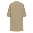 thumbnail image 2 of WREESH Womens Summer Cotton Linen Dress Fashion Casual Solid Color 3/4 Sleeve Button V Neck Dress Beach Dresses Khaki, 2 of 6