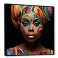 thumbnail image 2 of Designart "Portrait of Colorful Essence of African Woman II" Fashion Framed Wall Art - Glam Colorful Woman African Bedroom Framed Canvas Wall Art, 2 of 6