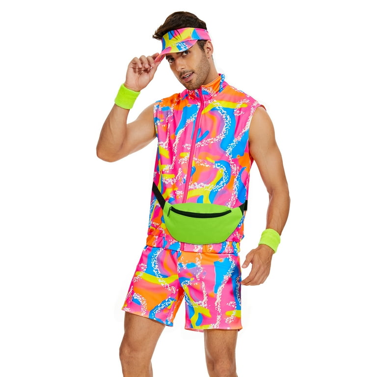 WASFDN 80s Men Workout Costume Halloween Cosplay Couples Outfits