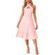 thumbnail image 2 of Vestido de tirantes con fruncido INSPIRE CHIC para mujeres, vestido de cóctel de ajuste delgado y con capas en color rosa, 2 of 5
