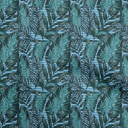 oneOone Cotton Silk Teal Green Fabric Leaves Craft Projects Decor Fabric Printed By The Yard 42 Inch Wide