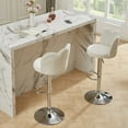 thumbnail image 5 of VECELO Bar Stools Set of 2, Modern Velvet Adjustable Barstools with Petal Backs and Footrest, Counter Height Swivel Stool Chairs for Home Bar/Kitchen/Dining Bar, White, 5 of 9