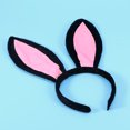 thumbnail image 3 of FELTECHELECTR Diadema con orejas de conejo de peluche esponjosas, tocado para Navidad, Pascua, disfraz, fiesta de cosplay (negro y rosa), 3 of 6