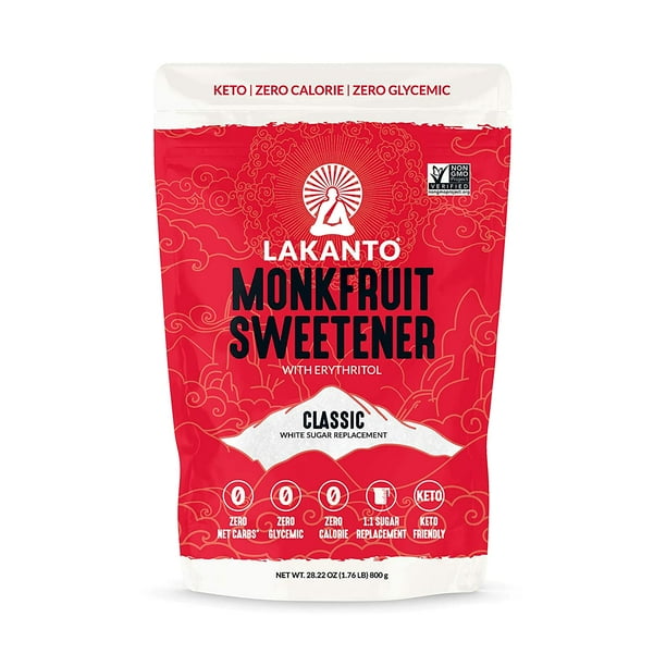 Lakanto Monkfruit Sweetener 1 1 White Sugar Substitute Zero Calorie Keto Diet Friendly Zero Net Carbs Zero Glycemic Baking Extract Sugar Replacement Classic White 1 76 Lbs Walmart Com Walmart Com