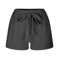 thumbnail image 4 of HaoXianJian Shorts for women Casual Drawstring Bow Tie Elastic Waist Short Solid Color Summer Beach Lightweight Short Pants Loungewear Summer Shorts, 4 of 5