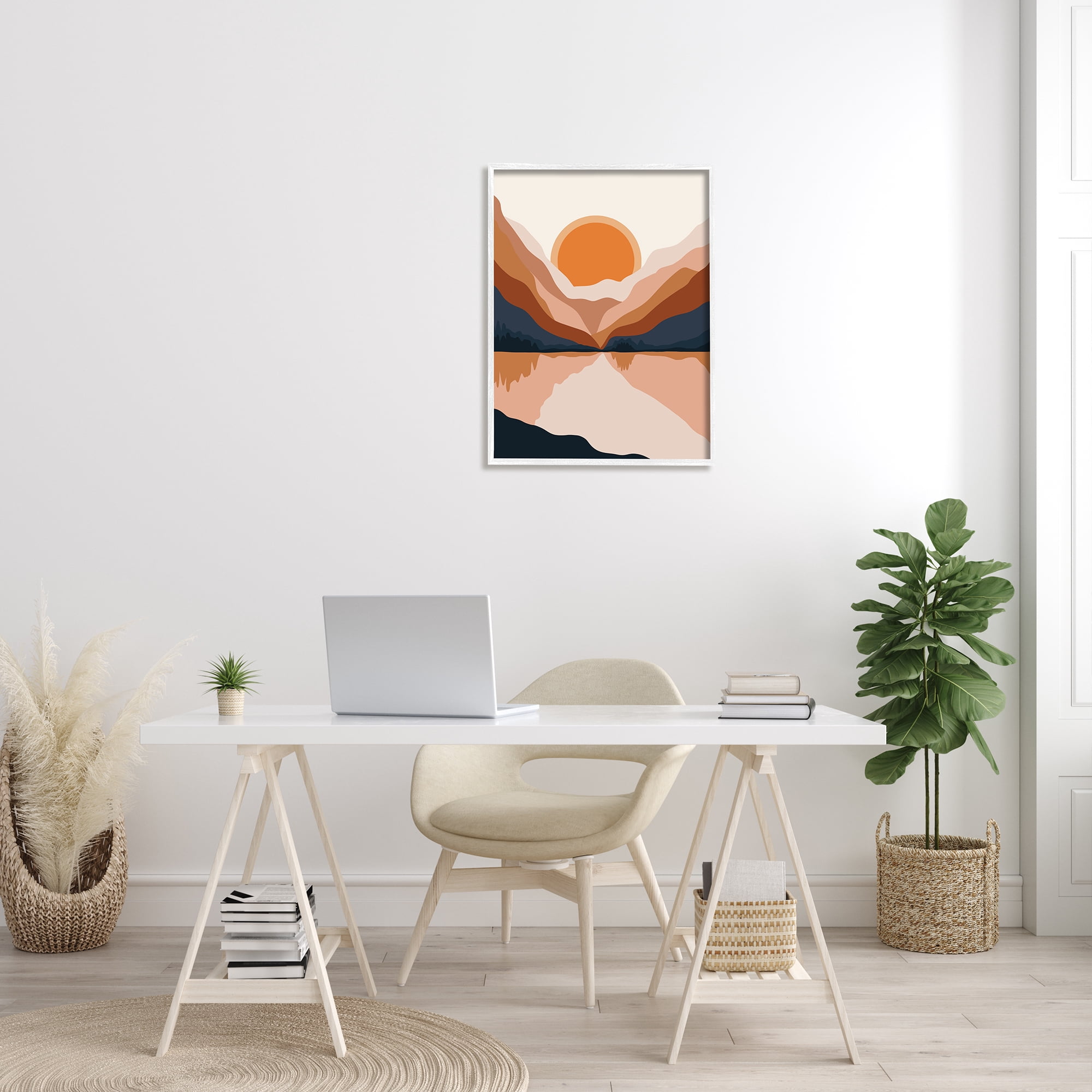 Stupell Industries Vibrant Orange Sunrise Minimal Mountain Lake Abstraction, 24 x 30, Designed by Ros Ruseva