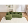 thumbnail image 3 of Newest Full Compression Sponge L-Shape Sectional Sofa With Curved Chaise, Green Modular Chenille Couch, 30d High-Density For Apartment Living Room,900 Lbs., 3 of 6