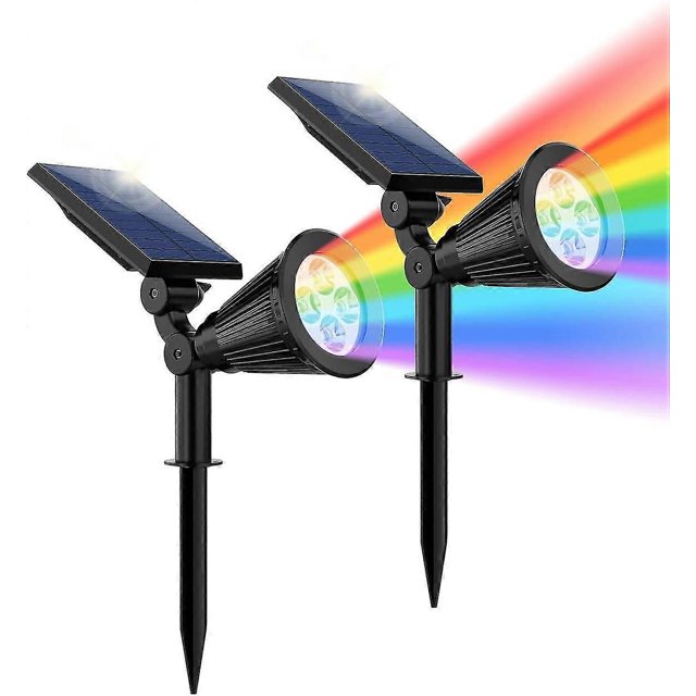Solar Powered Spot Lights Ourdoor Waterproof Landscape Bright LED Spotlights Outside Security Lighting for Garden, Back Yard, Walkway, Driveway