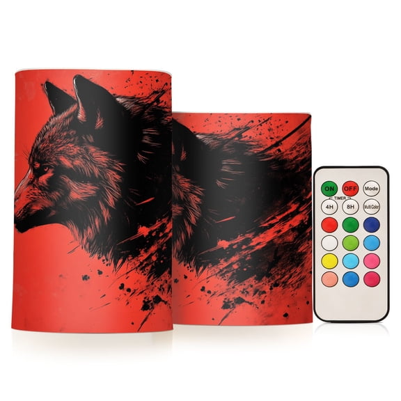 BZSMCE Flameless Candles LED Lights Red Wolf Head Creativity Battery Candles