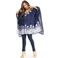 thumbnail image 3 of Sakkas Adalwin Desert Sun Lightweight Circle Ponch Tunic Top Blouse W / Embroidery - 35-NavyWhite - One Size, 3 of 5