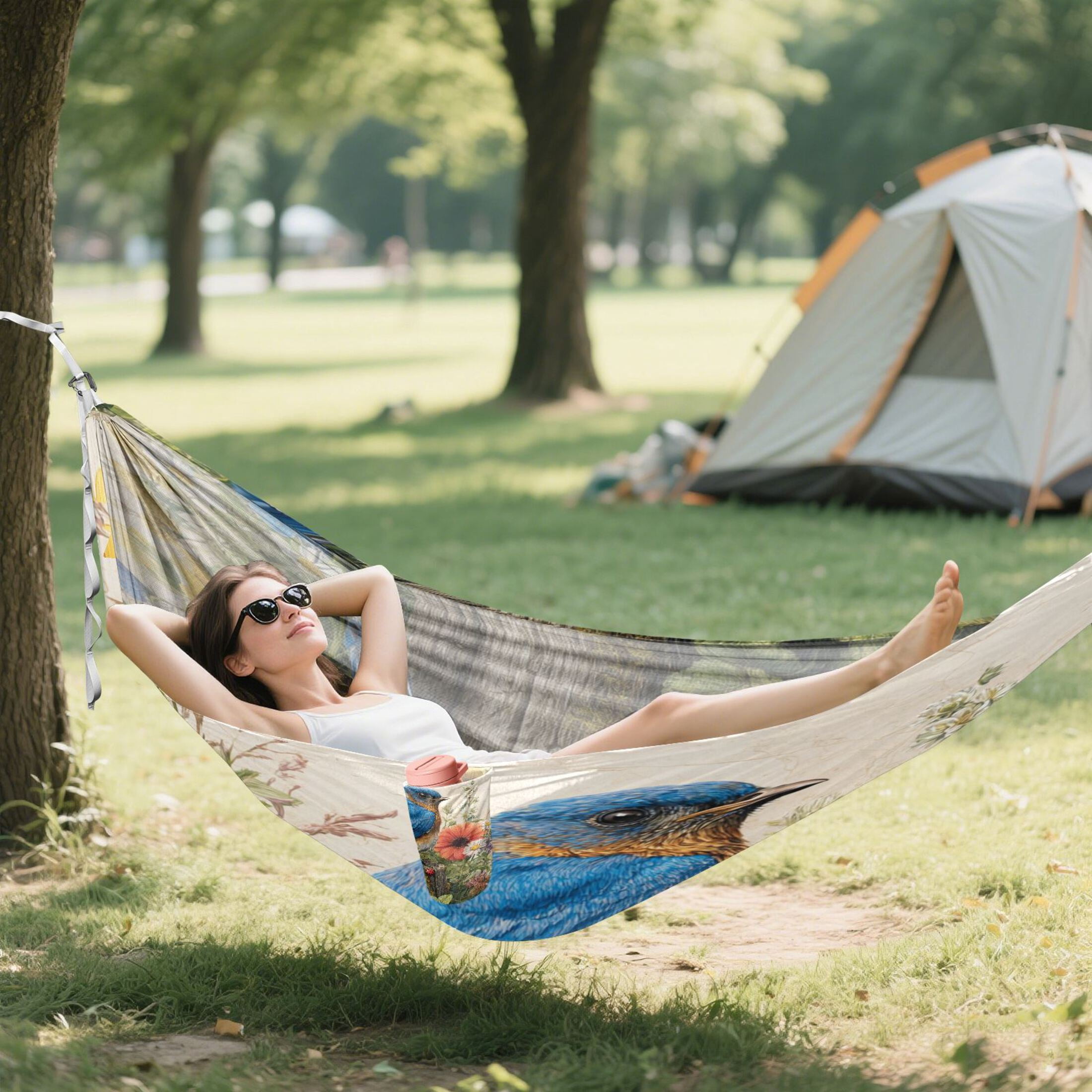 Hammock Camping Hammock Nylon Portable Hammock Travel Camping Hammock Blue Bird Perched