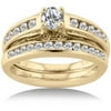 White Stag BR1335HSY 1 Carat Prong Set Diamond 14kt Yellow Gold Bridal Set - Size 7