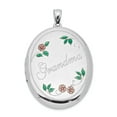 thumbnail image 1 of 925 Sterling Silver Rhod Plated Flower Grandma 34mm Oval Locket Pendant Charm, 1 of 7