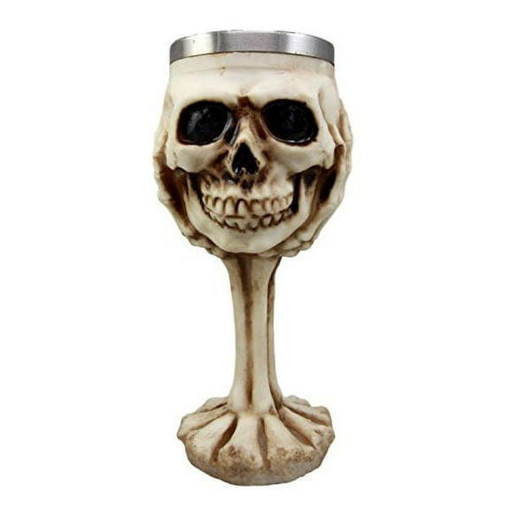 Ebros Gift Ossuary Skeletal Claw Hand Skull Wine Drink Goblet Chalice Cup 6oz