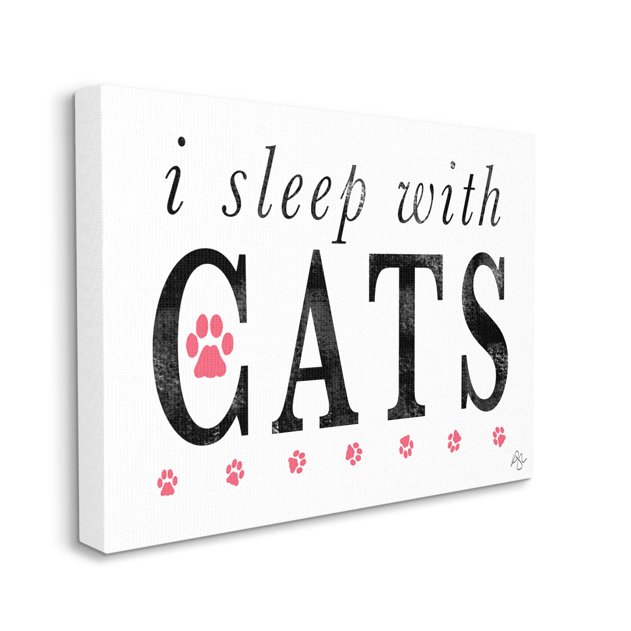 Stupell Industries I Sleep With Cats Pets Phrase Graphic Art Gallery Wrapped Canvas Print Wall Art, Design by K. Kaufman