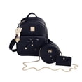 thumbnail image 2 of Hyknon 3Pcs Backpack Set for Women, Cute Bowknot Backpack Set with Crossbody Bag & Wallet, Flower Crossbody Bag with Adjustable Straps, Pendant Casual Daily Daypack for Shopping Casual Outing, Black, 2 of 8