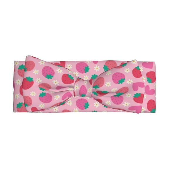Daiia Haear Strawberry Printed Handmade Baby Headbands Soft Stretchy Hair Bands with Bows for Newborn Infant Baby Toddler Girls