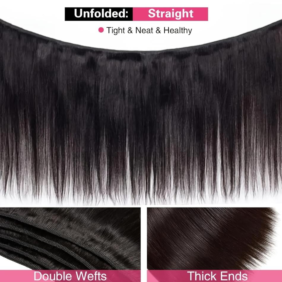 Versatile Bone Straight 1/3/4 Pcs Bundles Human Hair Bundles Virgin Hair with Unprocessed Natural Hair Extensions 26 28 30 Inch, Black – Typpkmm