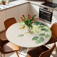 thumbnail image 2 of Ombre Plant Elastic Fitted Round Table Cover Green Yellow Leaves Waterproof Outdoor Tablecloth for Holiday Party, Picnic, Patio & Dining Fits Tables Up to 36"-44", 2 of 8