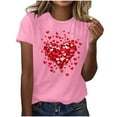 thumbnail image 6 of Jsaierl Valentines Day Shirts for Women Cute Love Heart Print Tees Stretch Short Sleeve Blouse Crewneck Dressy Casual T-shirt Tops Womens Fashion, 6 of 6