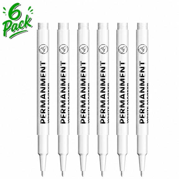 6 Pack Acrylic Paint Markers, 1mm Extra Fine Tip Fast Drying Ink, Smooth Highlight Detailing Pens for Artists, White
