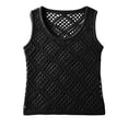 thumbnail image 5 of KHONTS Womens Summer Crochet Tank Tops Knit Sleeveless Scoop Neck Sweater Vest Boho Hollow out Cover U.S Black M, 5 of 6