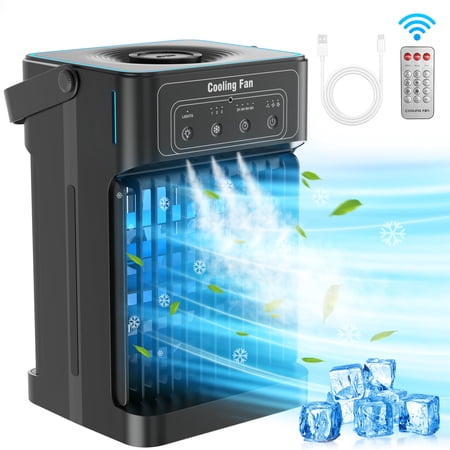 Portable Air Conditioners, Personal Evaporative Air Cooler with Remote, 3 Speeds & 3 Mist, 7-Color
