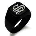 thumbnail image 1 of Stainless Steel Letter S Initial Old English Monogram Engraved Engraved Square Flat Top Biker Style Polished Signet Ring, 1 of 1