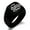 Black, variant on Stainless Steel Letter S Initial Old English Monogram Engraved Engraved Square Flat Top Biker Style Polished Signet Ring