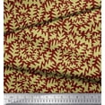 thumbnail image 2 of Soimoi Red Velvet Fabric Leaves Leaves Printed Craft Fabric by the Yard 58 Inch Wide, 2 of 3