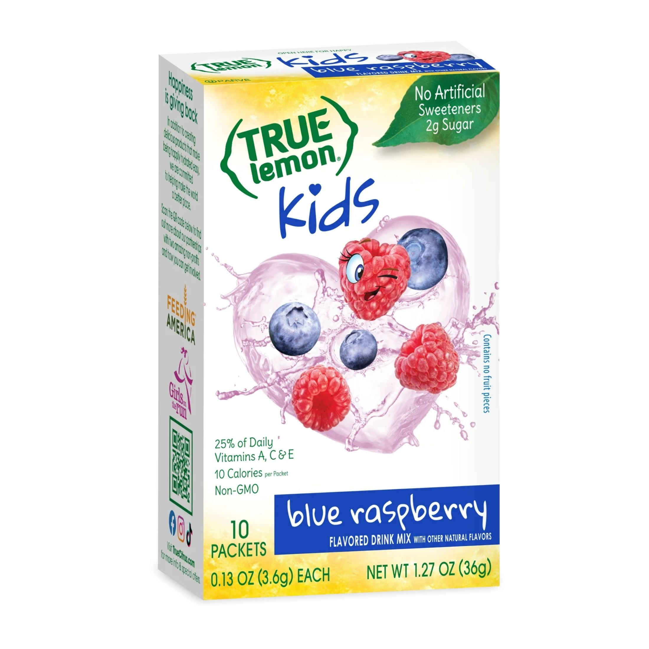 (5 pack) True Lemon Kids Blue Raspberry Powdered Drink Mix, Low Sugar, No Artificial Sweeteners, 10 Count Box