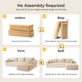 thumbnail image 5 of 106” Sectional Couch with Chaise, Cloud Boneless Couches Flannel Plush with Deep Seat, L-Shaped Compressed Modular Sofa with Cushions for Living Room, Small Space, Beige, 5 of 11