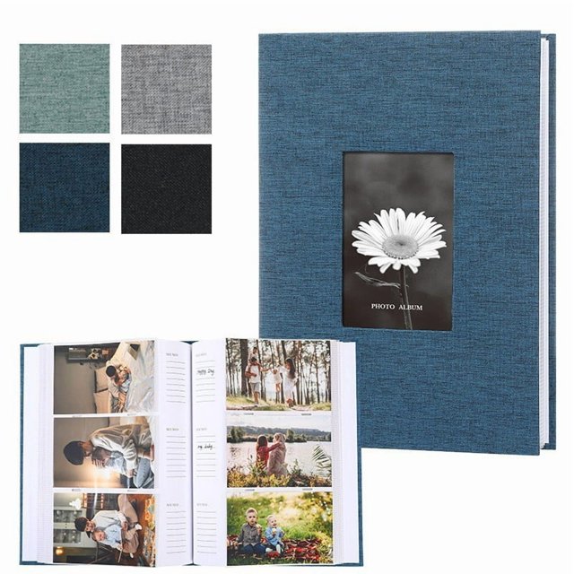Photo Album 6" Dark Blue Photo Album with 300 Pockets and Writing Space for Photos(1Pcs) Rkxzt